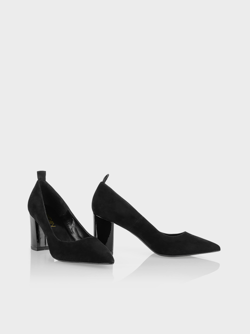 Velours-Pumps mit Blockabsatz