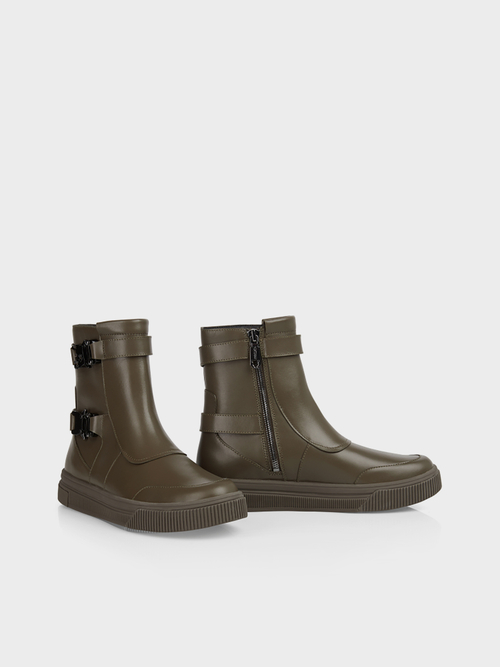 Leren booties met siersluiting