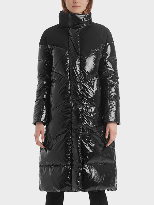 Down coat with a glossy finish