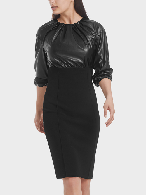 Fun nappa dress with knitted skirt