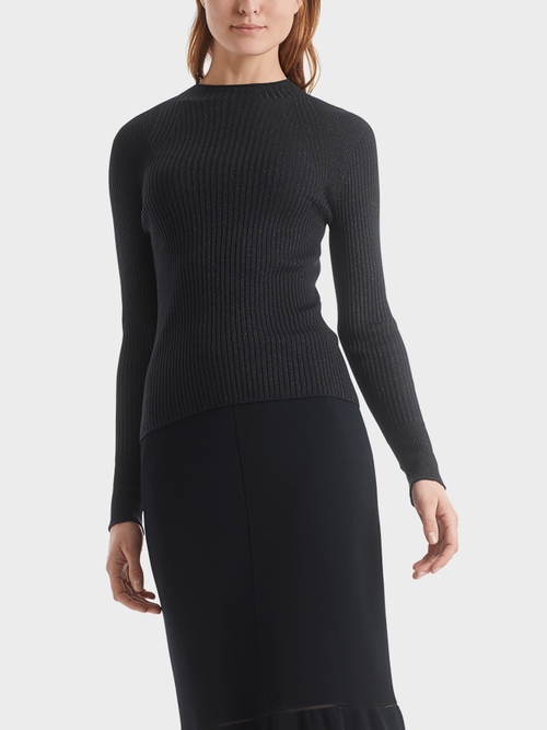 Rippstrickpullover mit Glittergarn