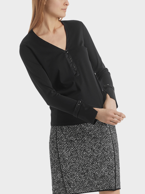 Jerseyshirt mit Blusendetails aus Seide