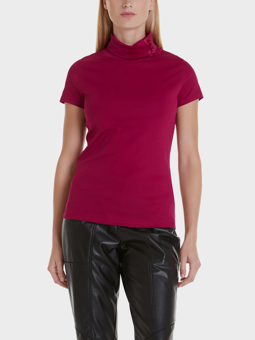 Jersey T-shirt with roll-neck