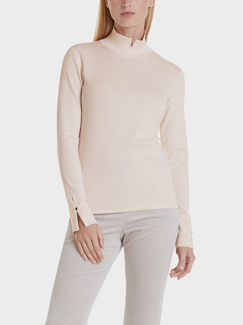 Stand-up collar top in cotton jersey