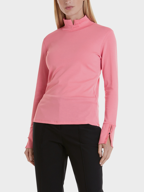 Stand-up collar top in cotton jersey