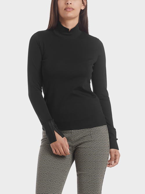 Stand-up collar top in cotton jersey