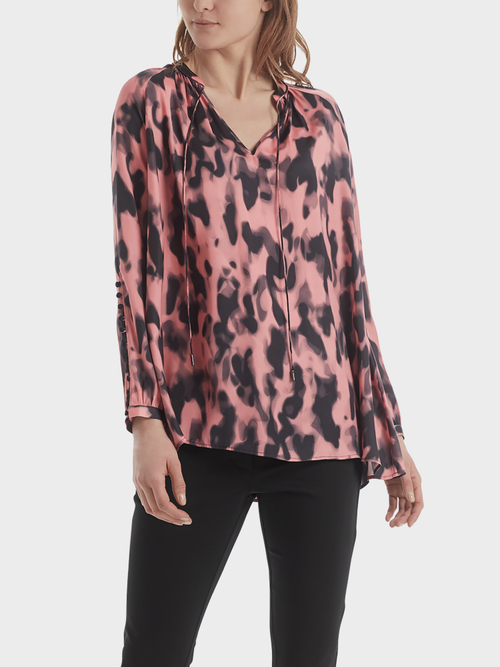 Weite Print-Bluse aus Satin
