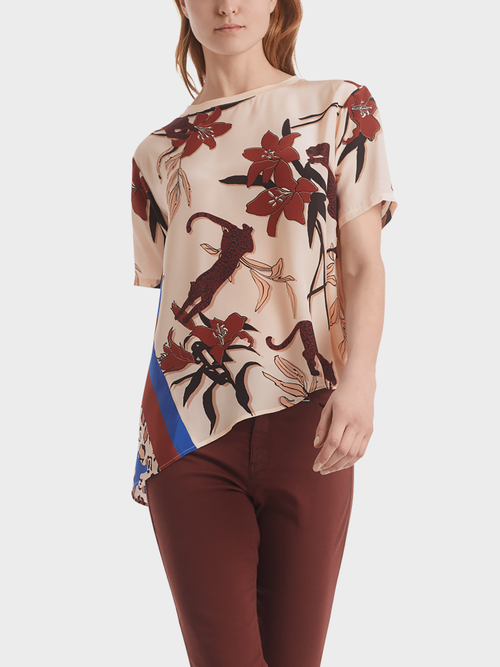 Printed blouse-style top with silk