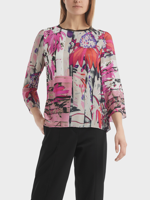 Blouse-style top in viscose and silk