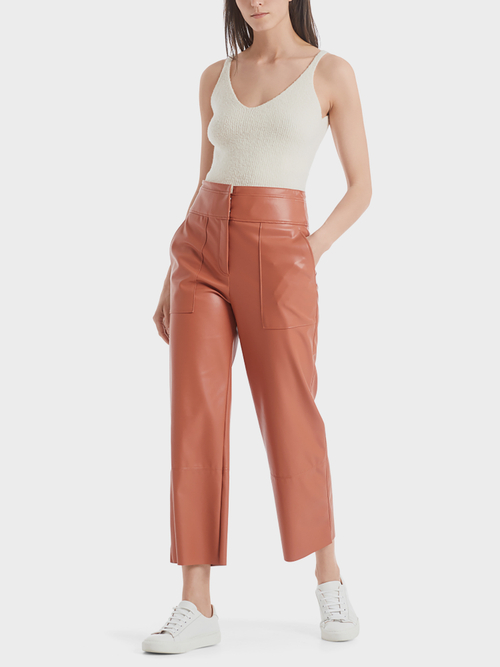 Pantalon taille haute en similicuir