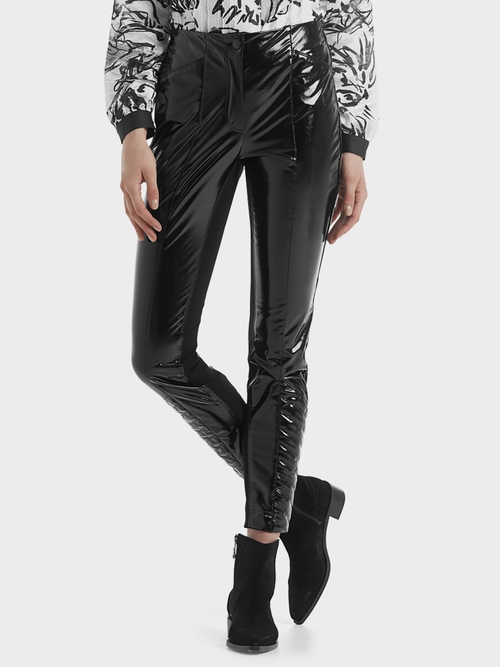 Pantalon verni brillant style motard