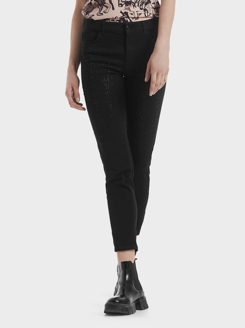 Drainpipe jeans with glitter effect
