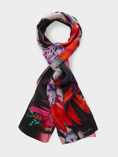 Silk scarf with floral print mix