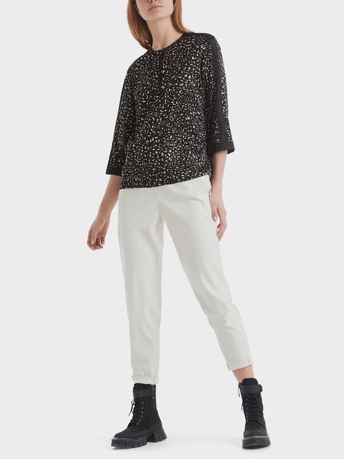 Devoré blouse with icon/leopard print