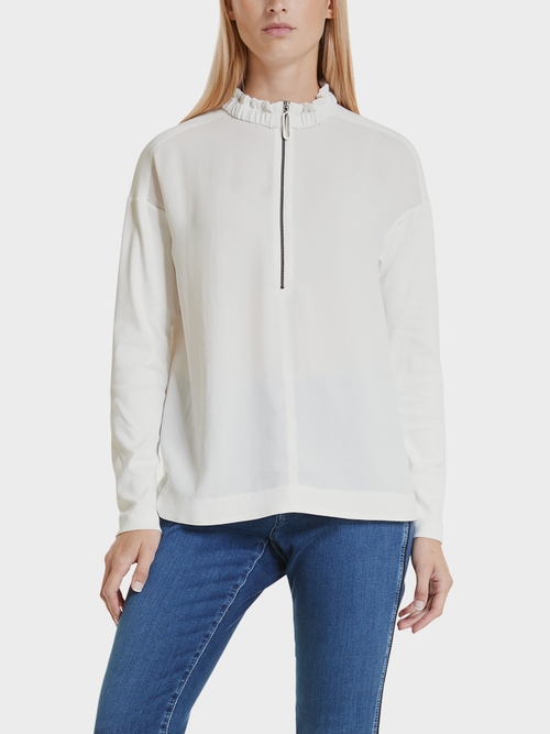 Blouseshirt van een materiaalmix