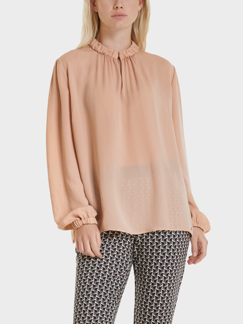 Bluse mit angerüschtem Stehkragen