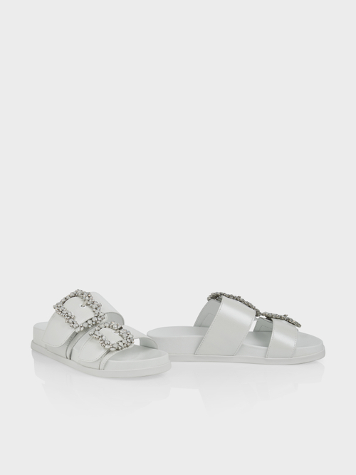Footbed sandals with rhinestones