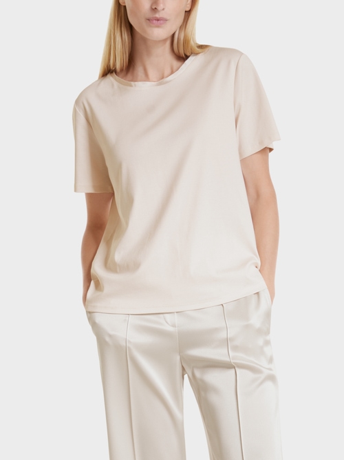 Cotton T-shirt with silk edging