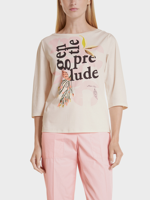 Print-Shirt mit Perlenstickerei