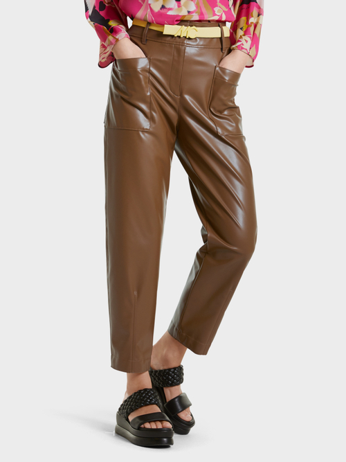 High-Waist-Hose aus Fun-Nappaleder