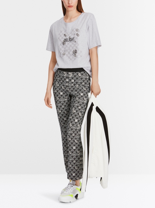 Cotton T-shirt with glitter motif