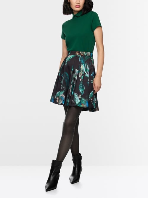 T-shirt with slit mock neck