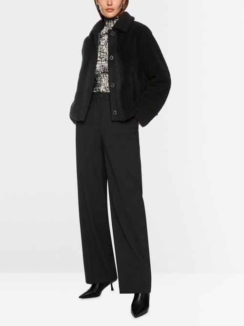 Faux fur jacket with wool details