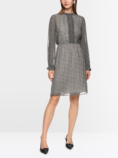 Printed dress with mini ruffles