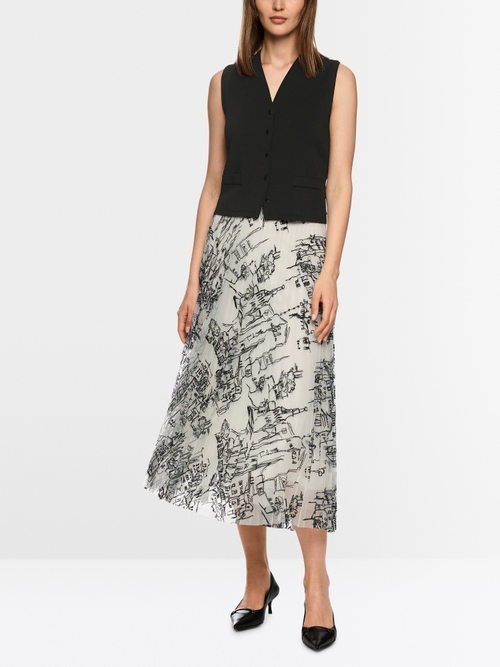 Getailleerd gebreid vest “Rethink Together”