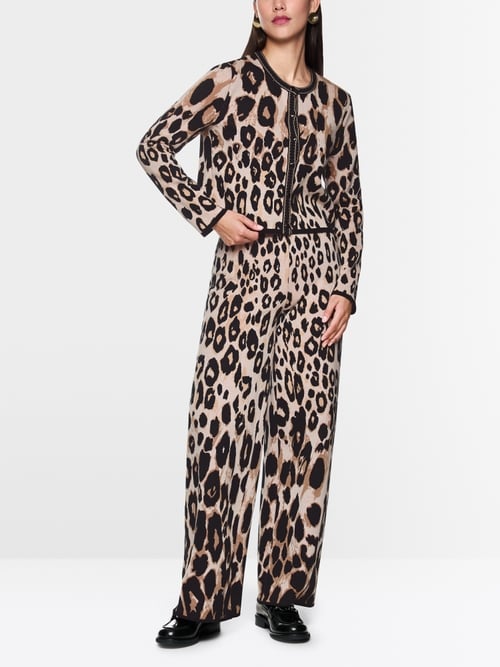 Cardigan cropped imprimé léopard tricoté en Allemagne