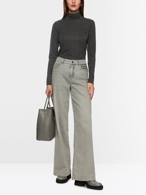Slim-fit lurex long-sleeved top
