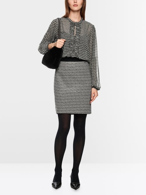 Halfdoorzichtige blouse met miniruches