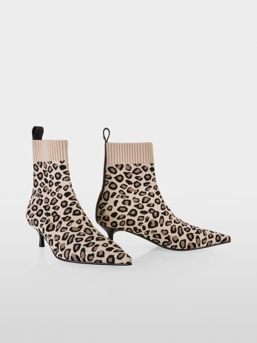Bottines tricotées à motif léopard