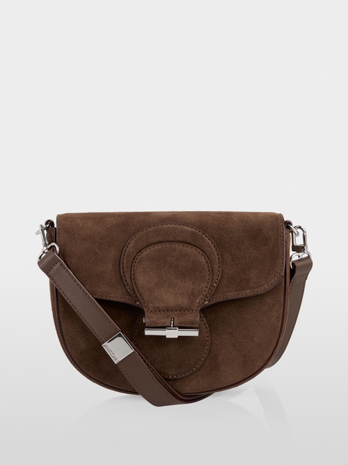 Schultertasche aus Veloursleder