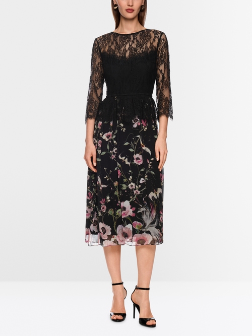 Jurk met kant en bloemenprint