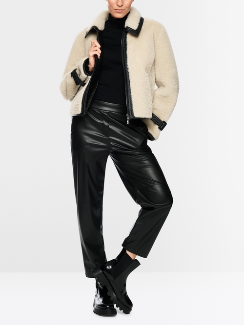 Faux fur jacket with strap detail