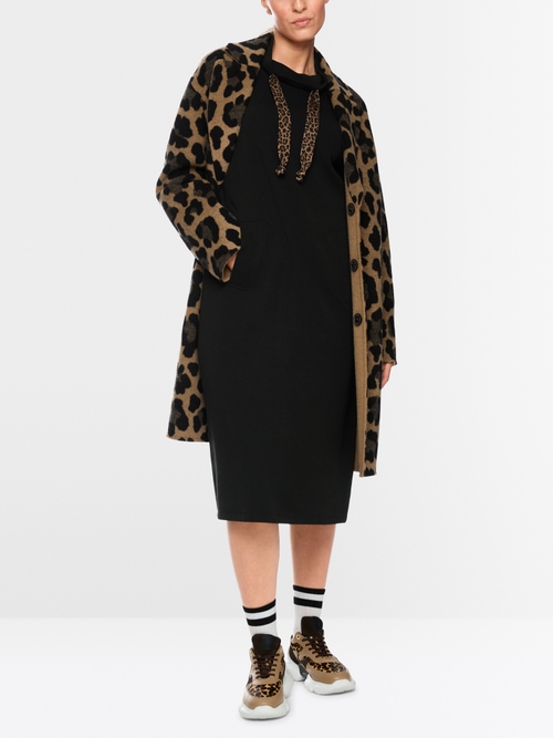 Midi sweatshirt dress with leopard cord