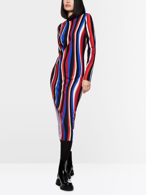Robe midi à motif ondulé rétro