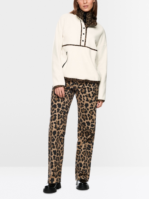 Fleece jumper with leo print details