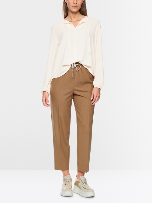 Flowing slip-on blouse with bow