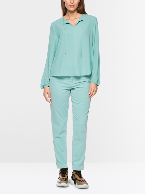 Flowing slip-on blouse with bow
