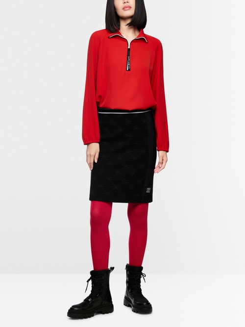 Blouse shirt with zip and drawstring