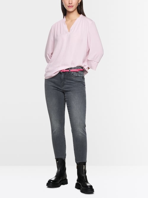 Blouseshirt van materiaalmix