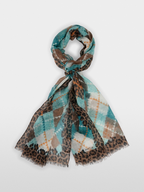 Wool cashmere scarf with argyle print