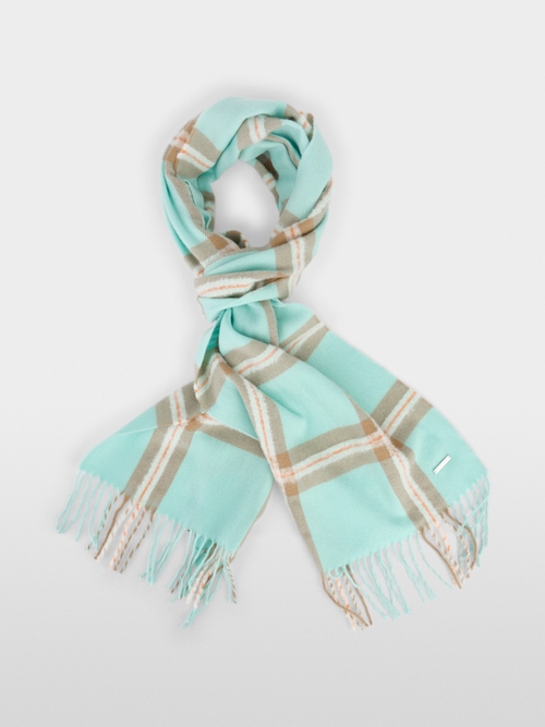 Check scarf with fringed edge