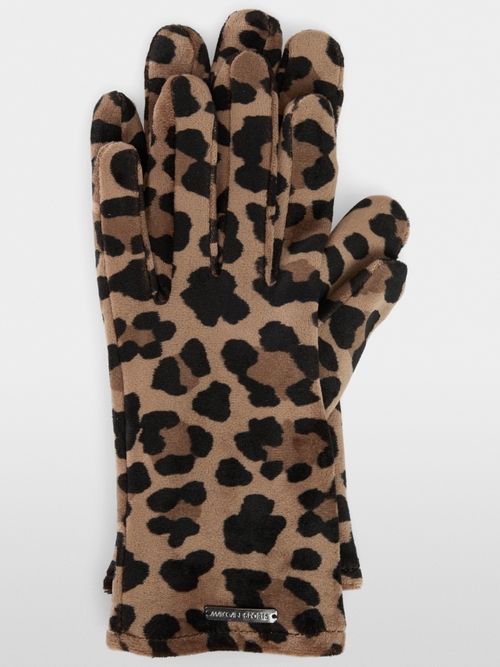 Fluffy gloves in leopard print