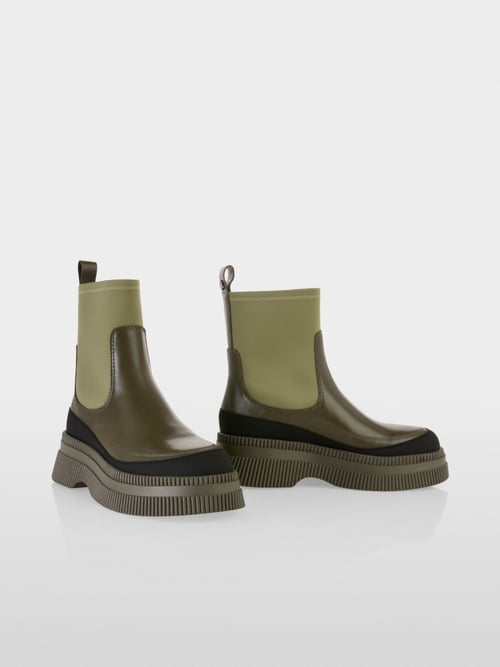 Slip-on material-mix ankle boots