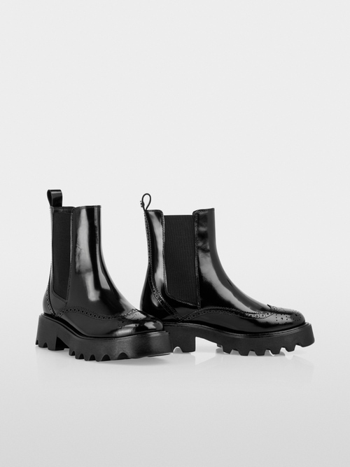 Leather platform ankle boots