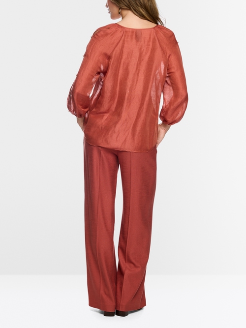 Blouse en mélange lin et soie