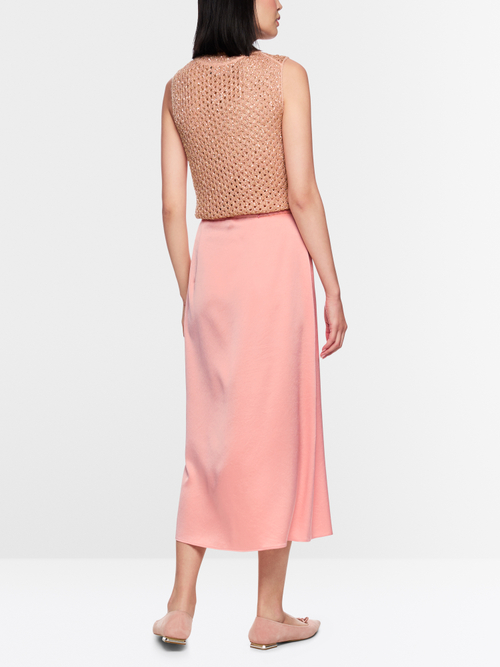 Midi skirt in satin with tie cord